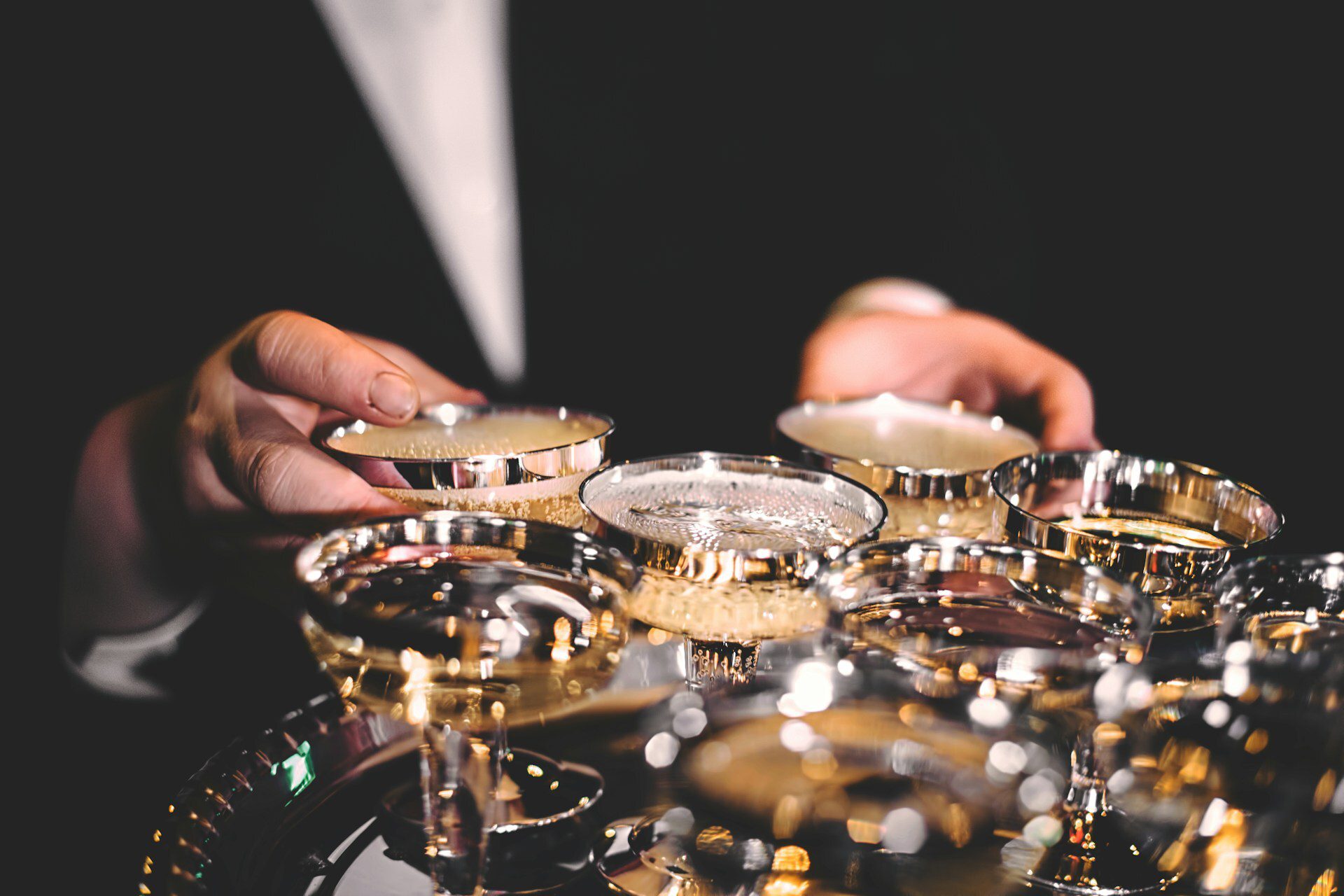 Gold champagne glasses