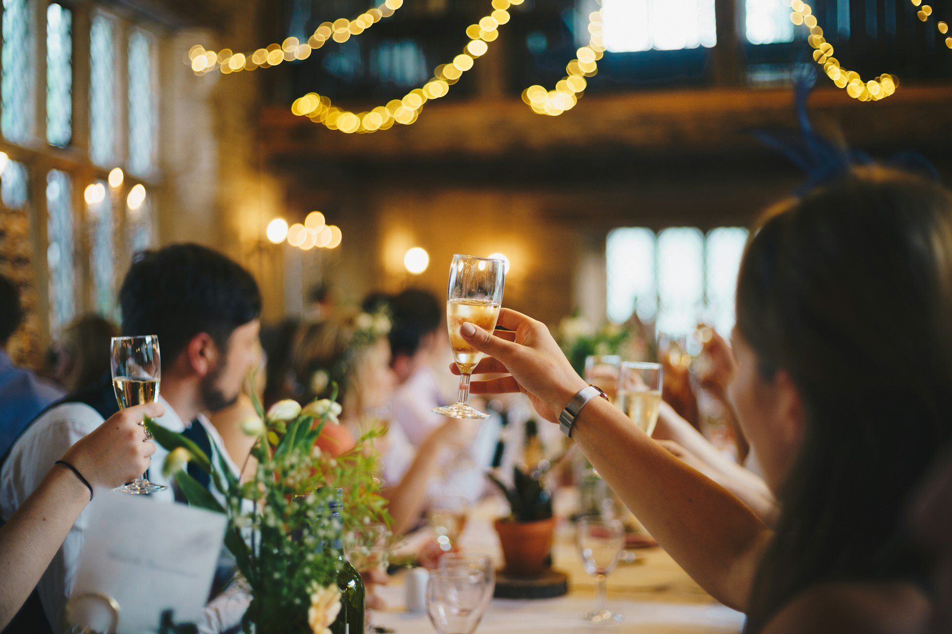 People toast at a wedding
