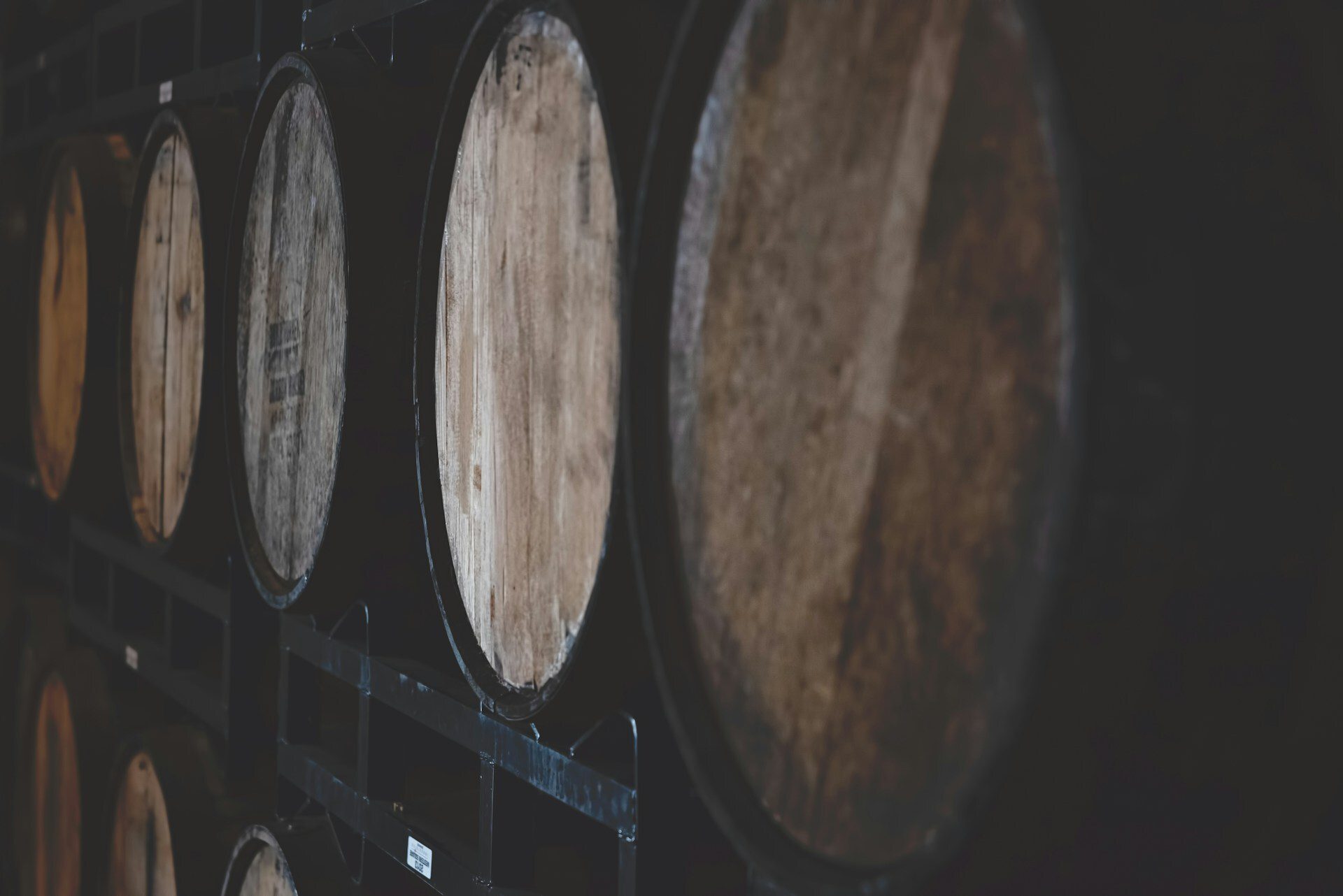 Whisky barrels lined up